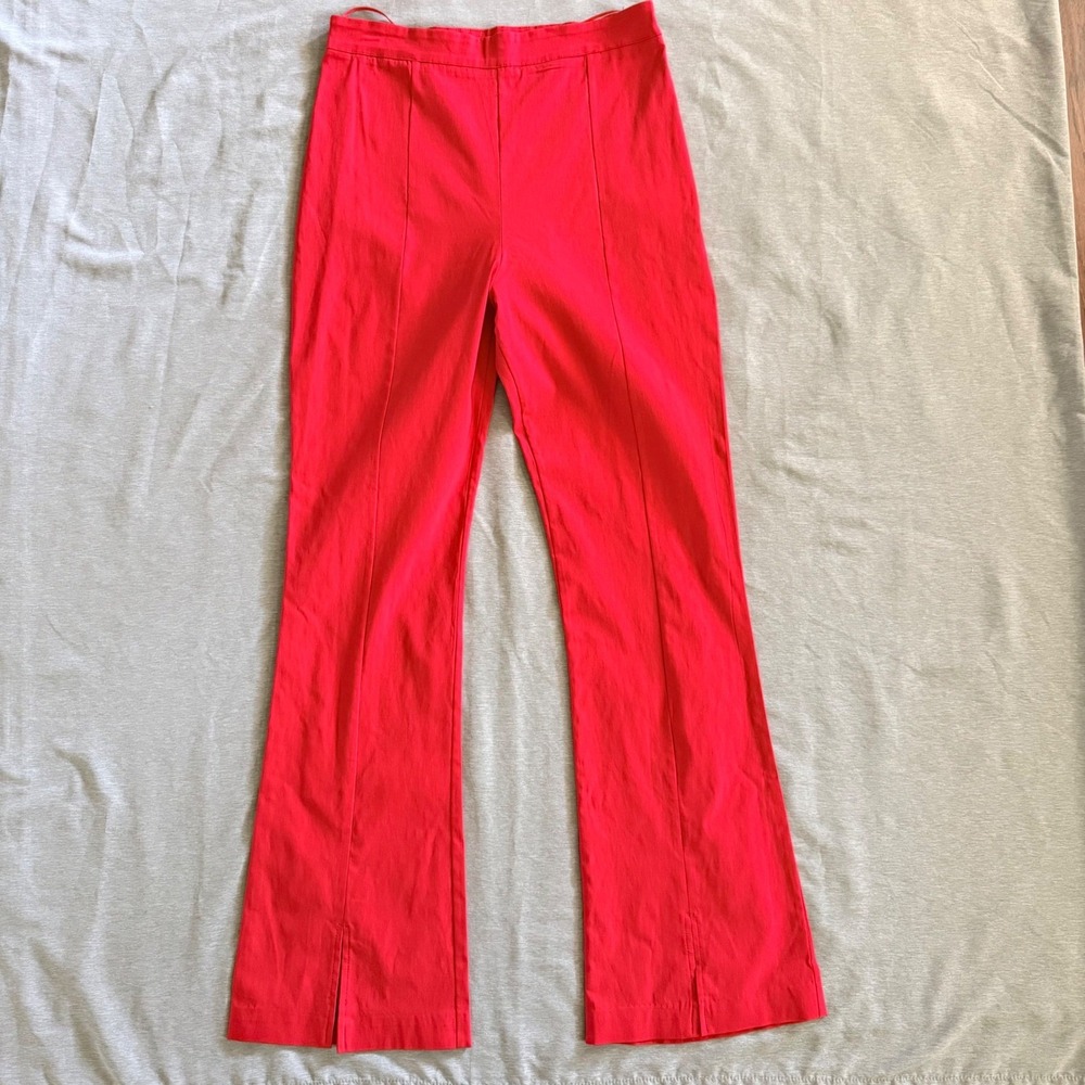 Vesper Slim Flare Trousers Viscose Blend Front Slit Red US12/UK16 Corpcore